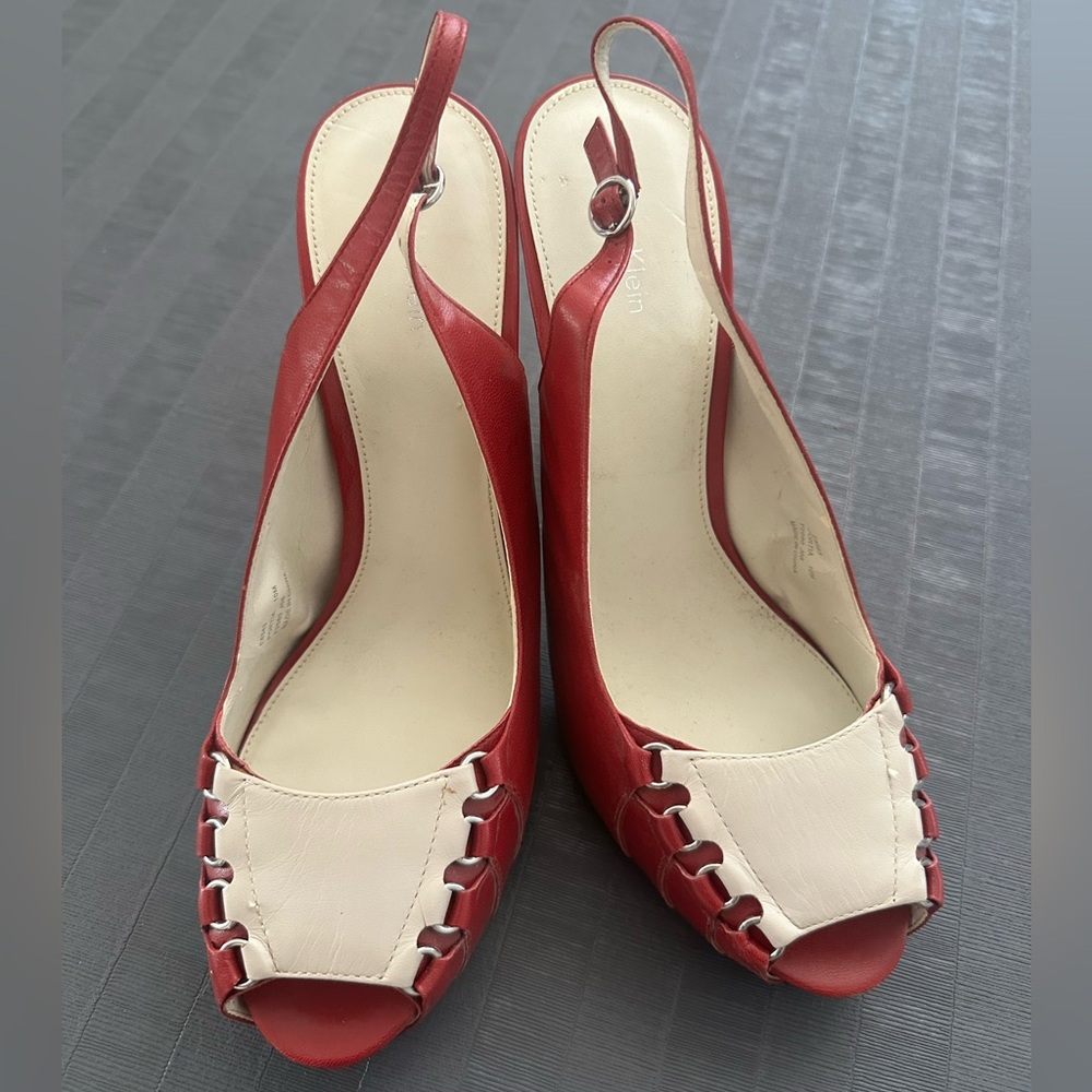 Calvin Klein Red and Cream Stiletto Heels